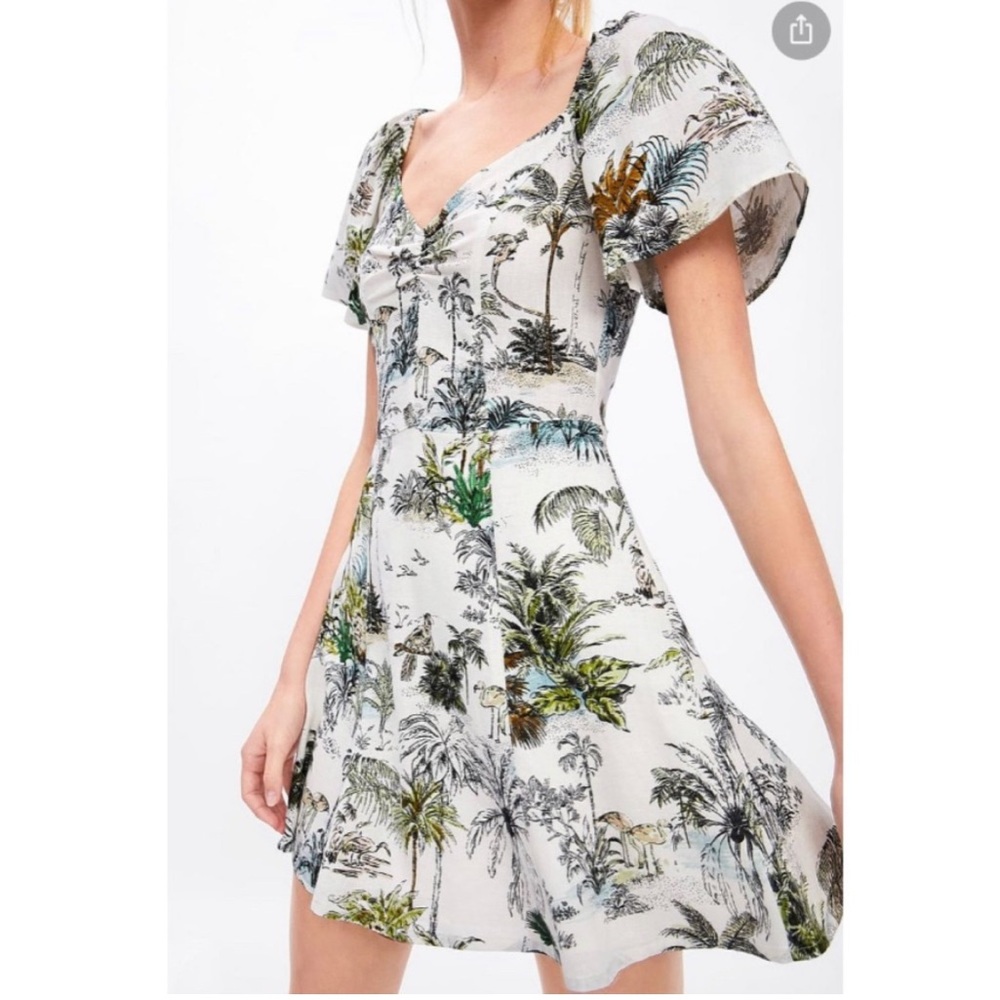 Zara tropical print mini dress